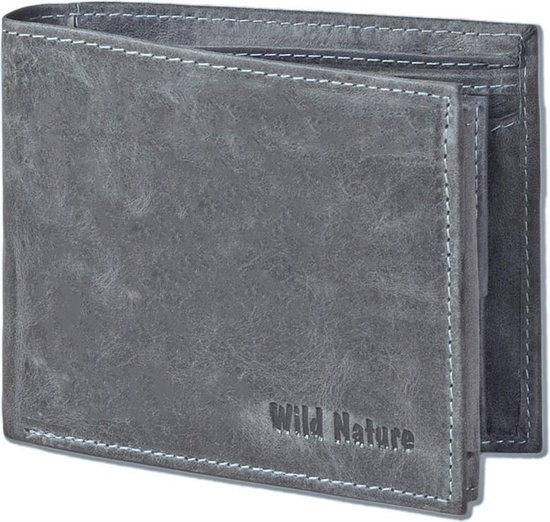 Wild Nature Leren Billfold Portemonnee Donker - Grijs