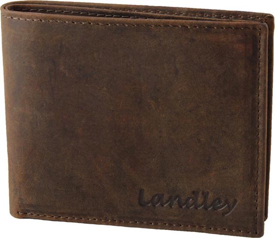 Landley Heren Portemonnee - Compacte Billfold - Robuust Vintage Leer - Donker - Bruin