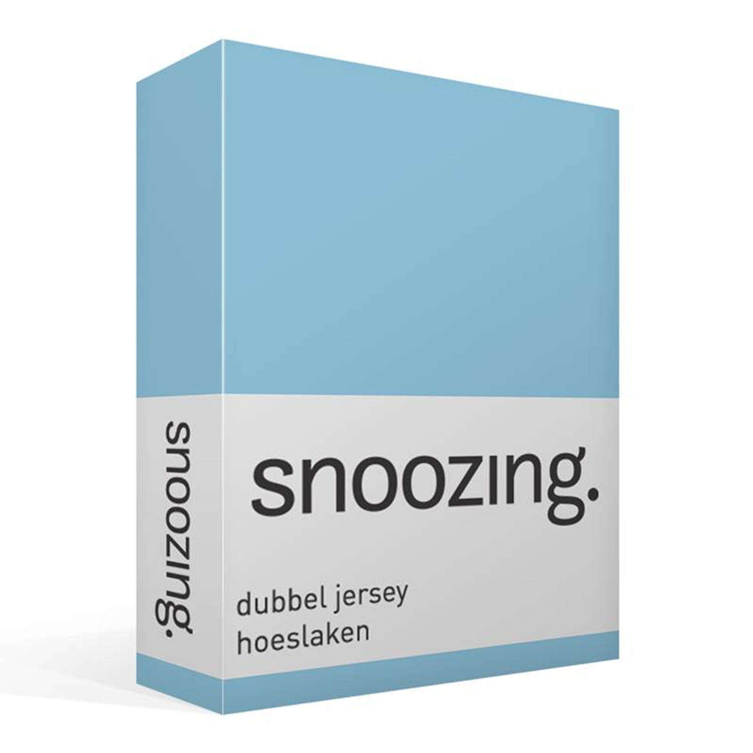 Snoozing - Dubbel Jersey - Hoeslaken - Lits-jumeaux - 190x200/220 Cm - Bleu - Blauw