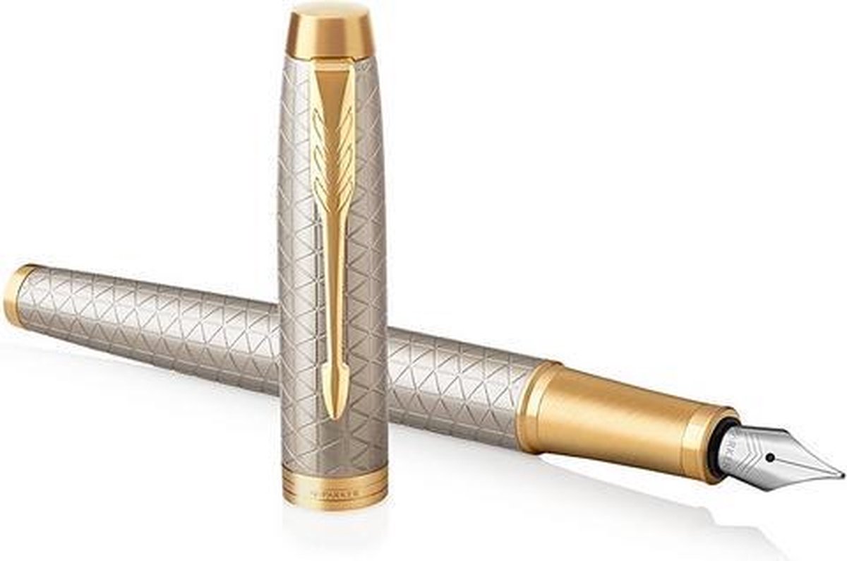 Parker Im Premium Vulpen Fijn, Zilver Gt - Blauw