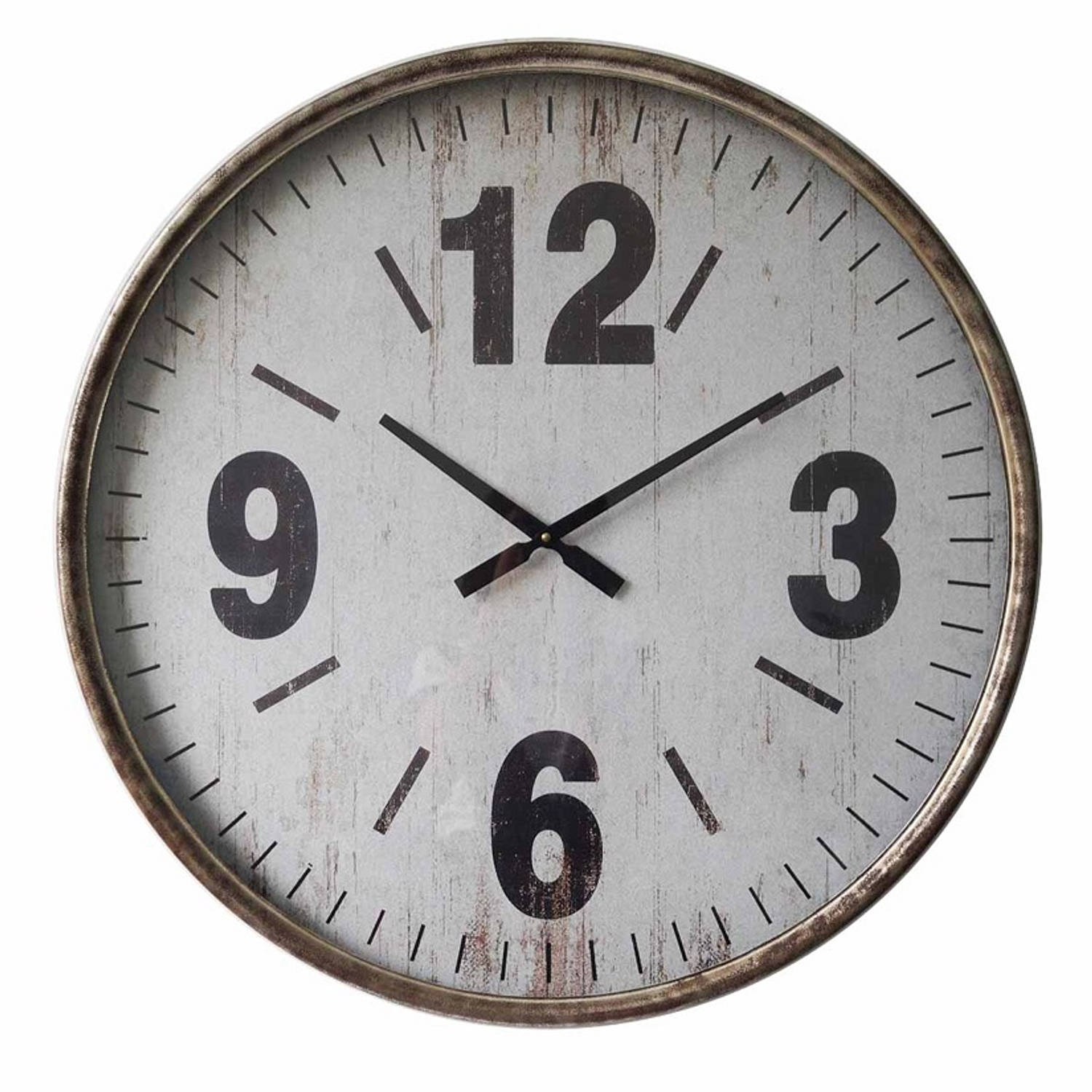 Metal Round Clock 4 Digit Dia 67x6,2cm Glass Cover - Grijs