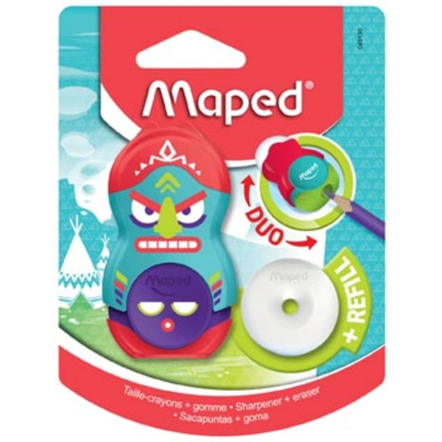 Maped Potloodslijper + Gom Totem, Blister Met 1 Stuk