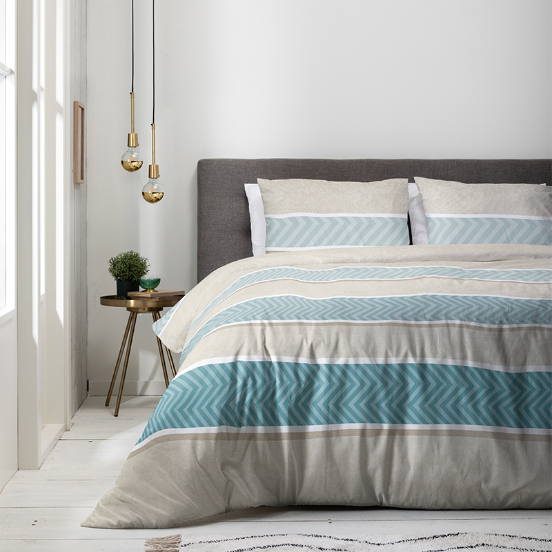 Luna Bedding Luna Herringbone Stripes 2-persoons (200 x 220 cm + 2 kussenslopen) Dekbedovertrek - Groen