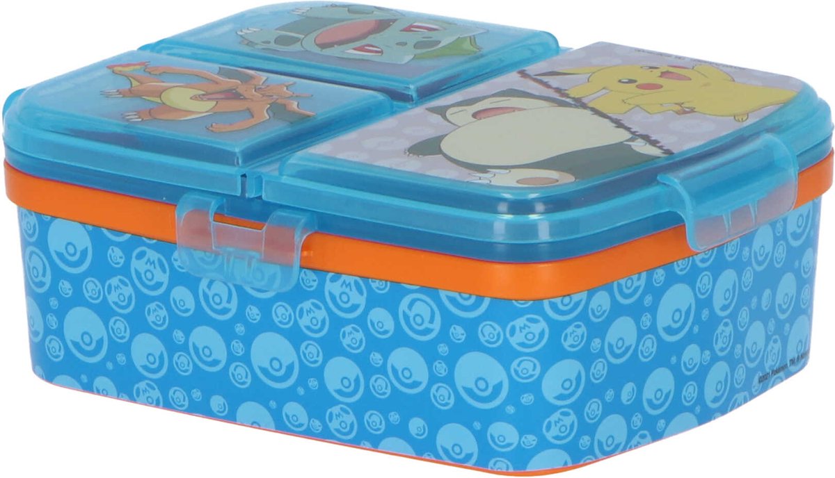 Stor lunchbox Pokémon 18,5 x 15 x 6,5 cm polypropyleen/blauw - Oranje