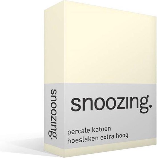 Snoozing - Hoeslaken - Percale Katoen - Extra Hoog - 140x220 - Ivoor - Wit