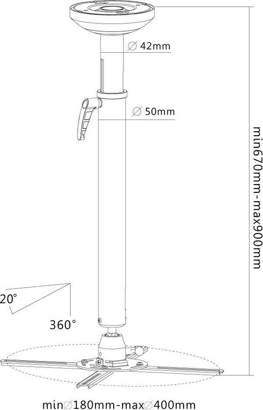 NeoMounts Newstar Beamer Plafondsteun 67-90 Cm Nm-bc75black - Zwart