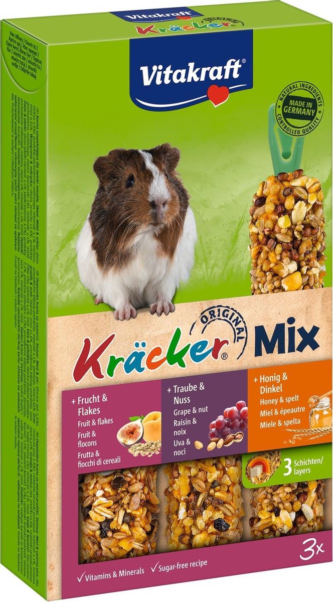 Vitakraft Cavia Kracker 3in1 - Knaagdiersnack - Honing&Fruit&Noten