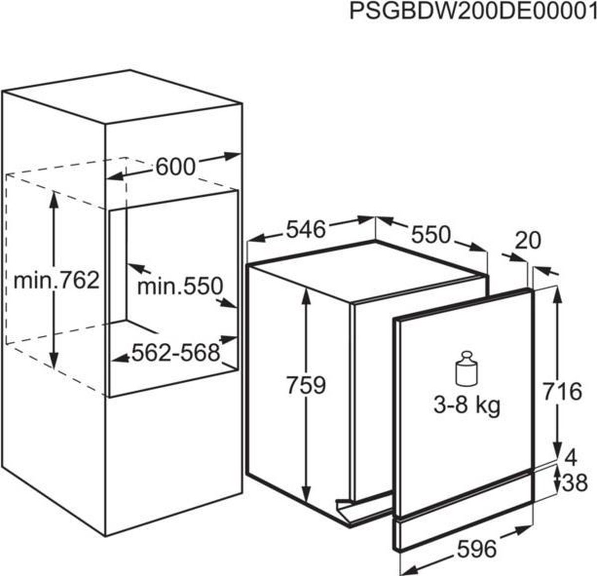 AEG AirDry vaatwasser (inbouw) FSE63307P - Zwart
