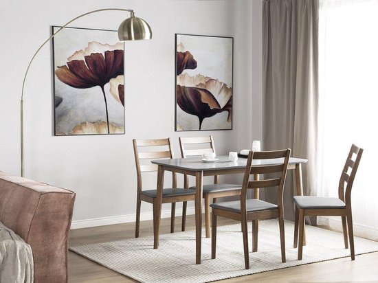Beliani Modesto Eetkamerstoel Set Van 2 Rubberhout 43 X 48 Cm - Bruin