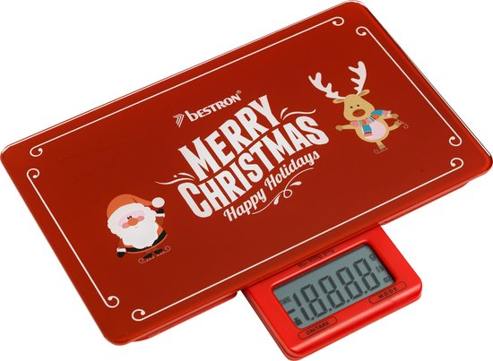 Bestron Aks300c Digitale Keukenweegschaal ""Merry Christmas"" - Rood