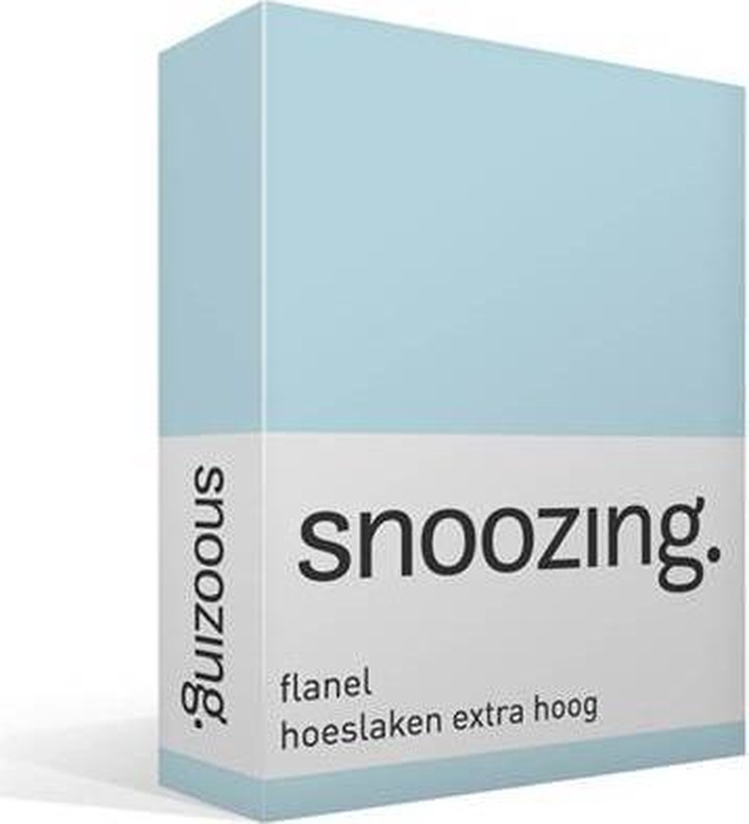Snoozing - Flanel - Hoeslaken - Extra Hoog - 180x210/220 - Hemel - Blauw