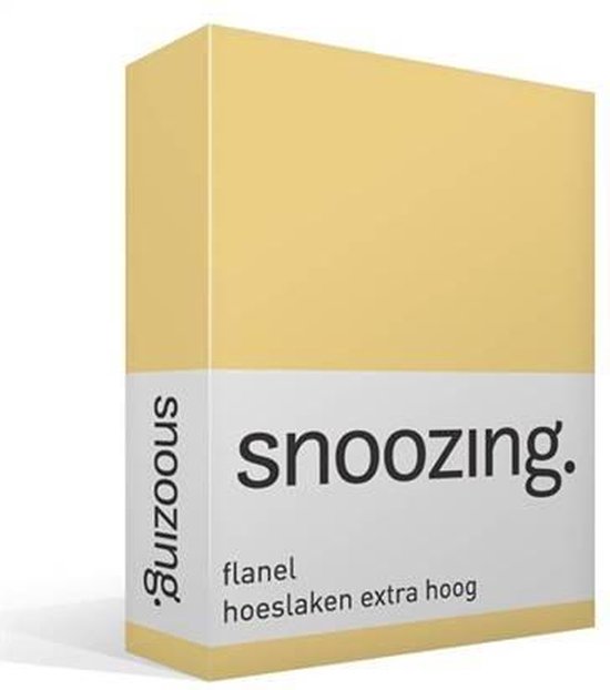 Snoozing - Flanel - Hoeslaken - Extra Hoog - 160x200 - - Geel