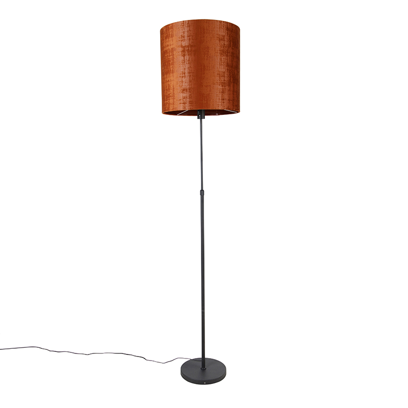 QAZQA Vloerlamp zwart kap rood 40 cm verstelbaar - Parte - Oranje