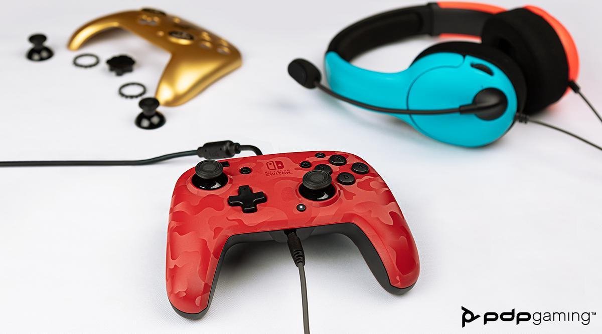 PDP Bedrade controller Faceoff Deluxe + Audio voor Nintendo Switch Red (174214)