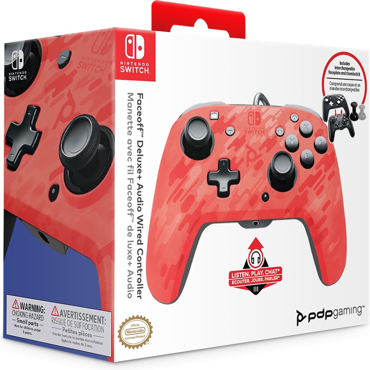 PDP Bedrade controller Faceoff Deluxe + Audio voor Nintendo Switch Red (174214)