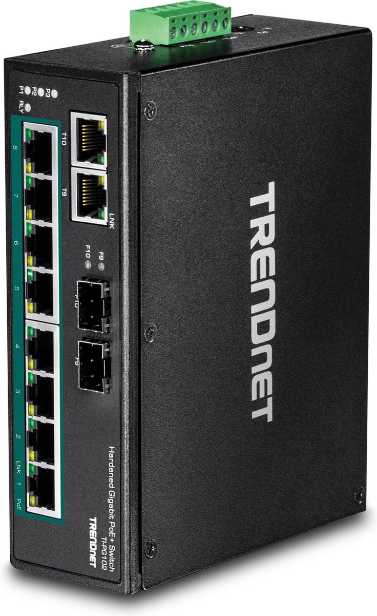 TrendNet TI-PG102 netwerk-switch Unmanaged Gigabit Ethernet (10/100/1000) Power over Ethernet (PoE) - Zwart