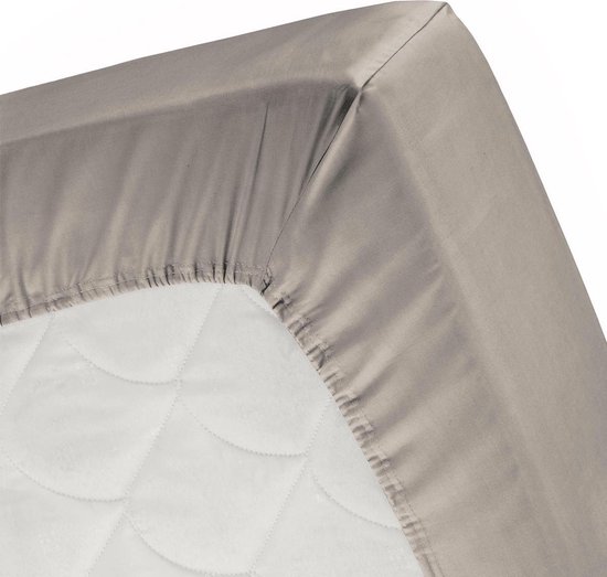 Cinderella Satijn Split-topper Hoeslaken - 100% Katoen-satijn - Lits-jumeaux (160x210 Cm) - Taupe - Bruin
