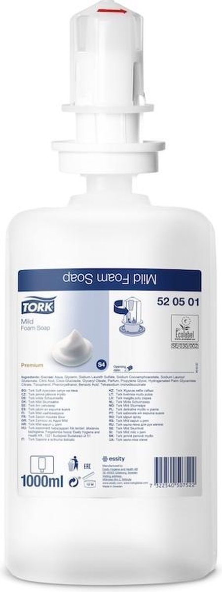 Tork Schuimzeep, Mild, Systeem S4, Flacon Van 1 Liter