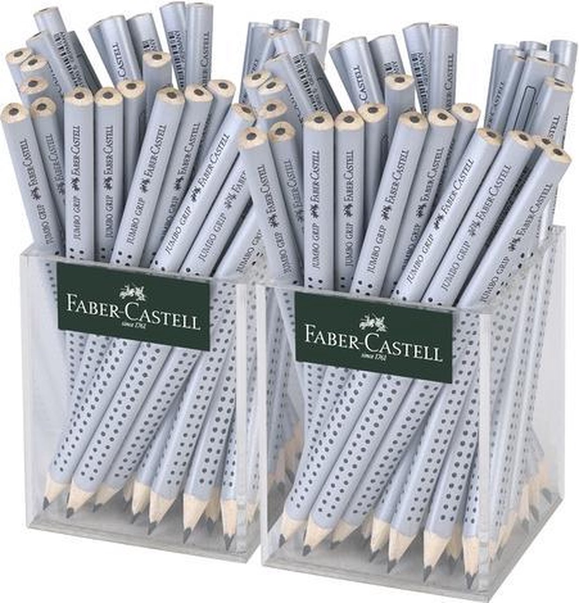 Faber Castell Potlood Jumbo Grip 2 Kokers Van 36 Stuks Zilver - Silver