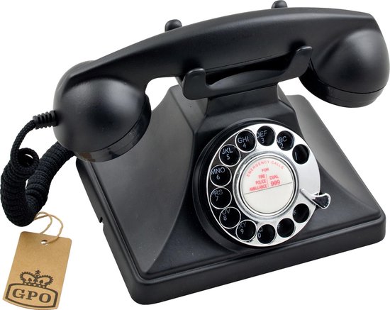 GPO 200 Draaischijf Retro Telefoon - Zwart