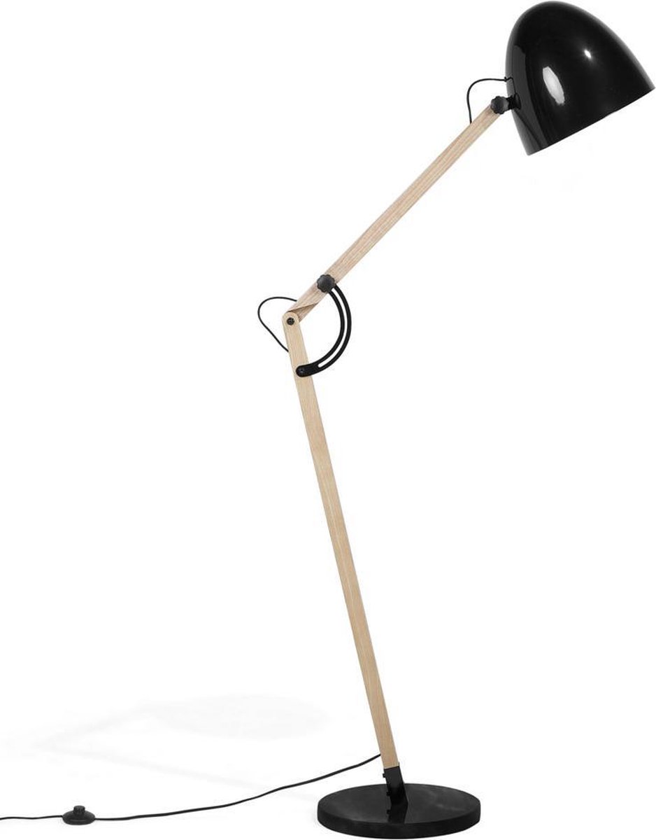 Beliani Hetton Staande Lamp Eikenhout 35 X 35 Cm - Zwart