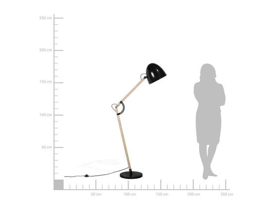 Beliani Hetton Staande Lamp Eikenhout 35 X 35 Cm - Zwart