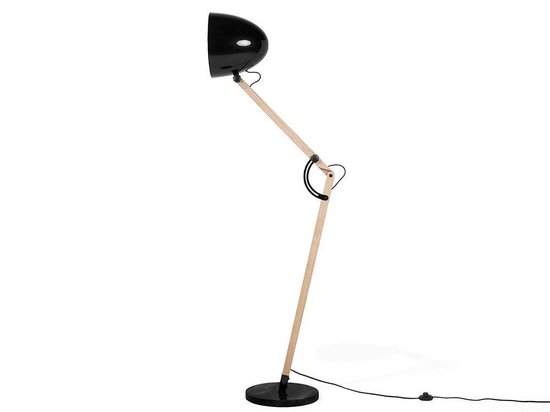 Beliani Hetton Staande Lamp Eikenhout 35 X 35 Cm - Zwart