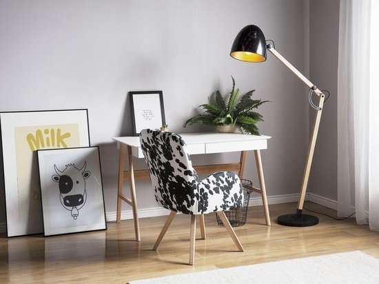 Beliani Hetton Staande Lamp Eikenhout 35 X 35 Cm - Zwart