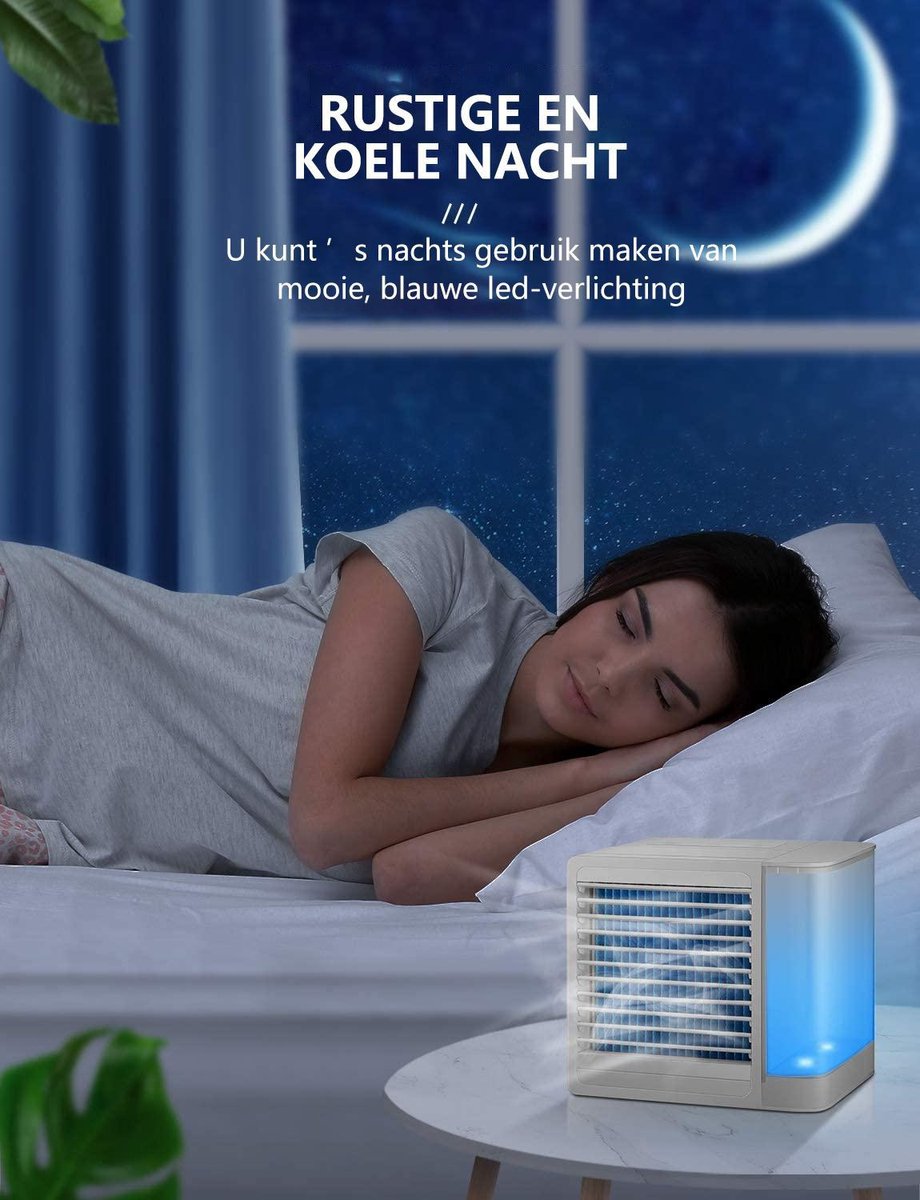 Huismerk Premium Mini Aircooler - 800 ml Waterreservoir - Wit