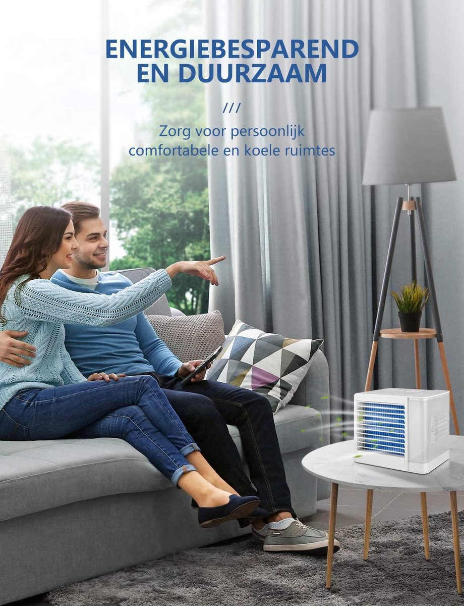 Huismerk Premium Mini Aircooler - 800 ml Waterreservoir - Wit