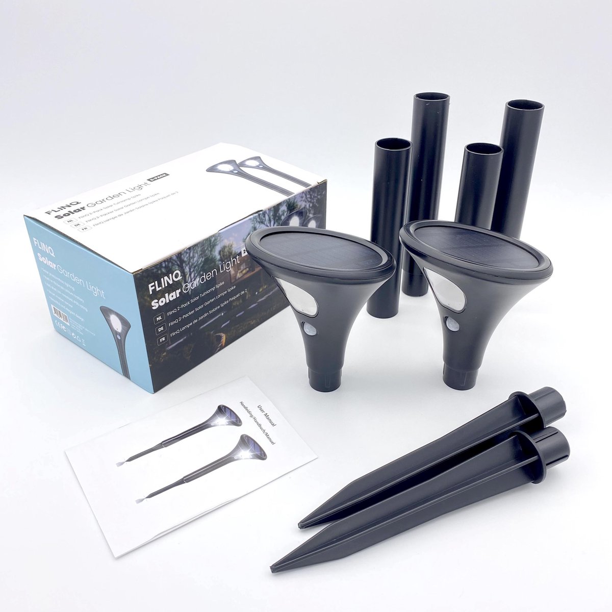 Huismerk Premium Solar Lampen Spike - 2 Stuks - Zwart