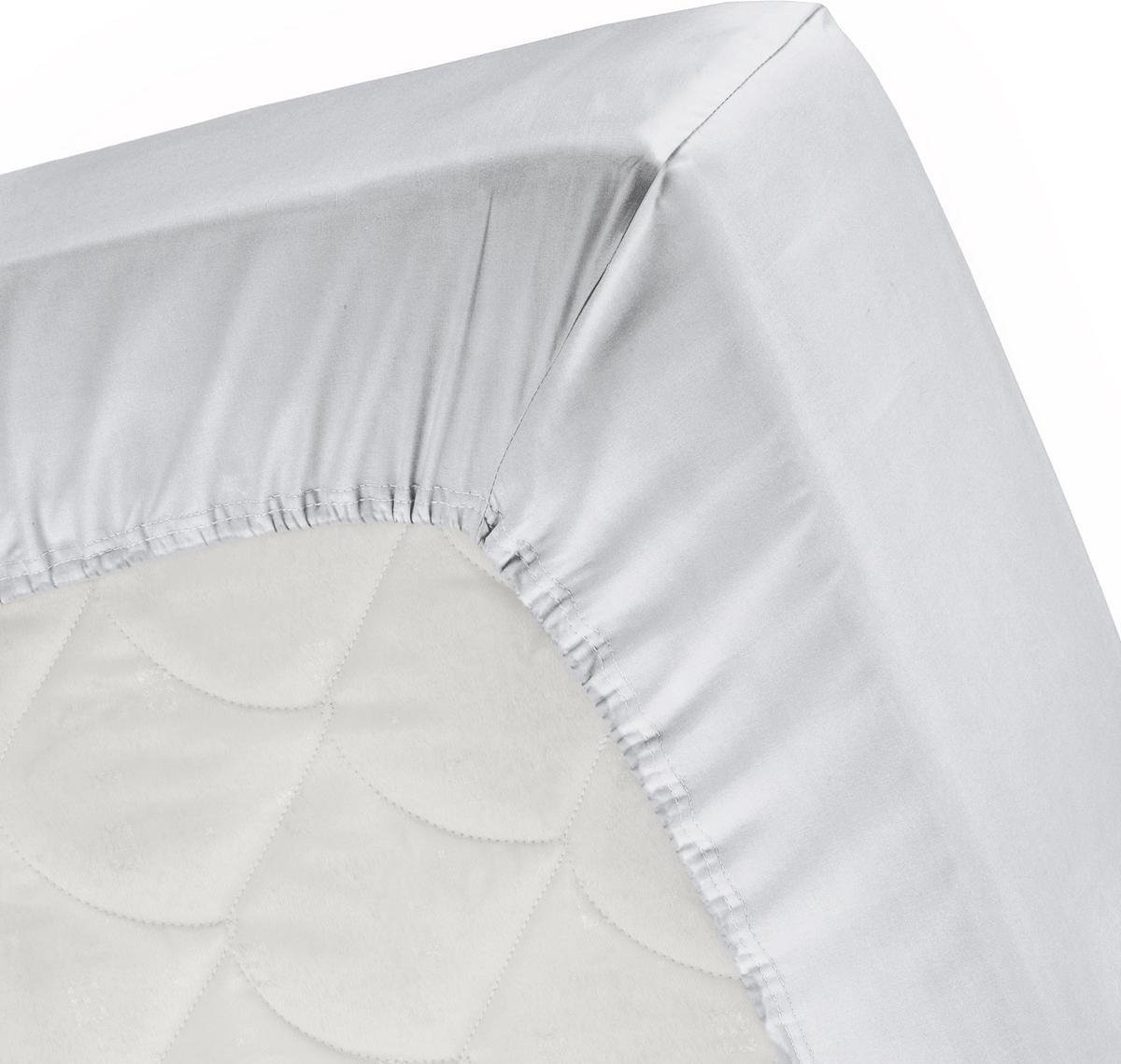 Cinderella Katoen-satijn Hoeslaken - 100% Katoen-satijn - Lits-jumeaux (200x210 Cm) - Light Grey - Grijs