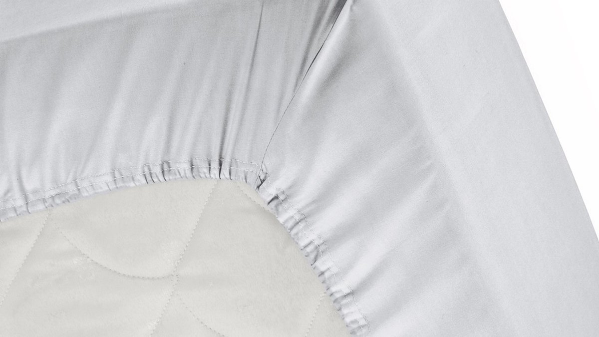 Cinderella Katoen-satijn Hoeslaken - 100% Katoen-satijn - Lits-jumeaux (200x210 Cm) - Light Grey - Grijs