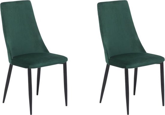 Beliani Clayton Eetkamerstoel Set Van 2 Fluweel 58 X 47 Cm - Groen