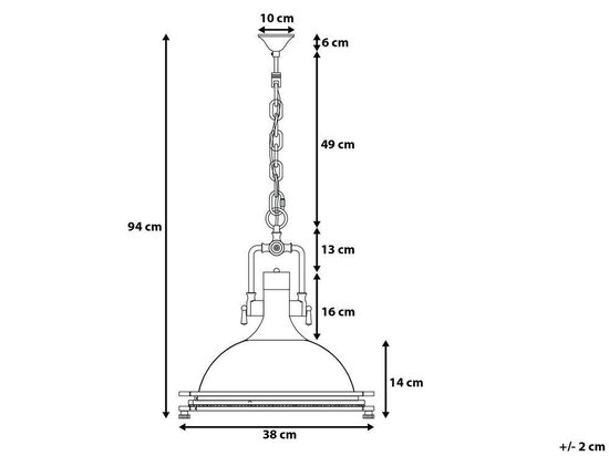 Beliani Ebron Hanglamp Verchroomd Metaal 38 X 38 Cm - Silver