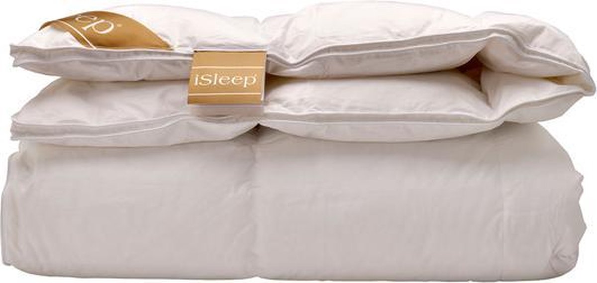 iSleep Goud Ganzendons Enkel Dekbed - Warmteklasse 2 - 2-persoons 200x220 Cm - Wit