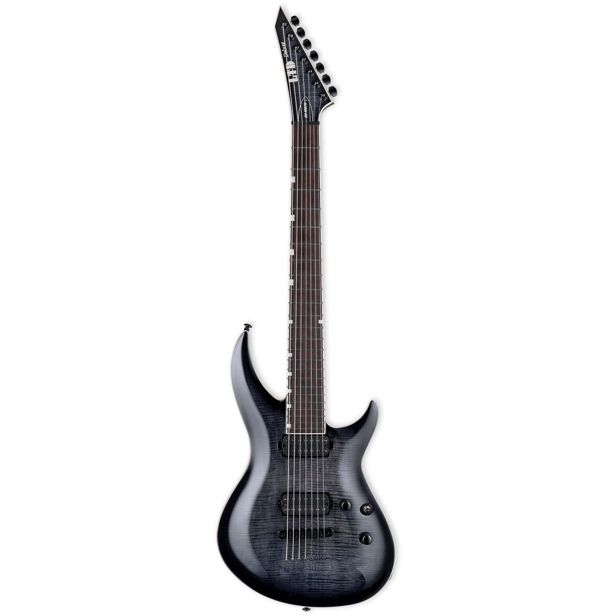 Deluxe H3-1007 Baritone See Thru Black Sunburst 7-snarige elektrische gitaar met 27 inch mensuur