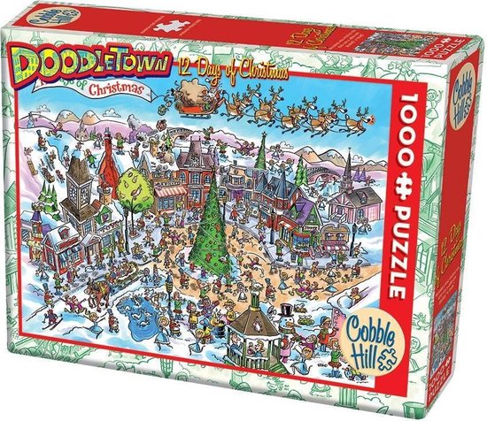 Cobble Hill Legpuzzel Doodletown 12 Days Of Christmas 1000 Stukjes