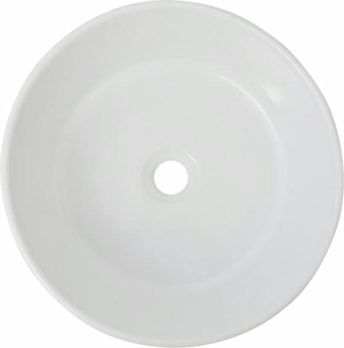 Vidaxl Wastafel Rond 40x15 Cm Keramiek - Wit