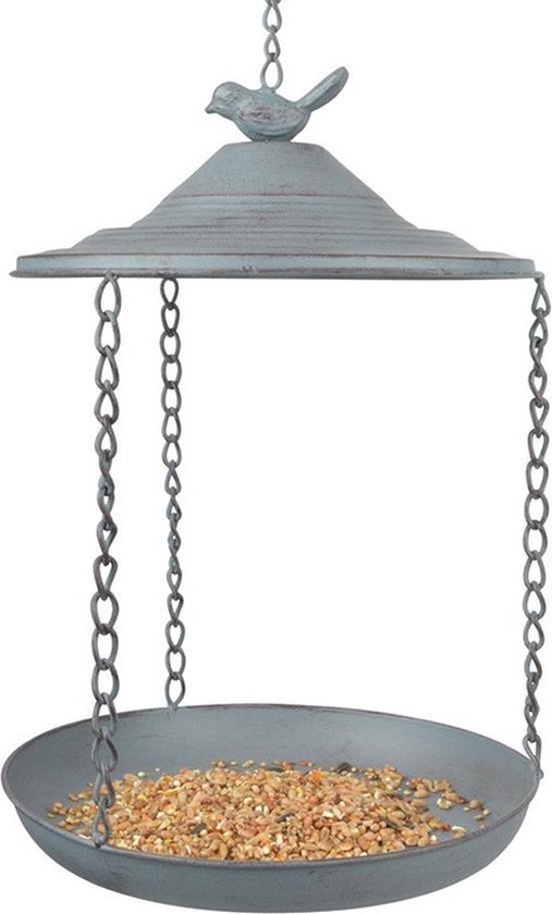 Vogelbad/voederschaal Hangend Rond Metaal 30,4 X 30,4 Cm - Vogeldrinkschaal/voederbak - Tuindecoraties