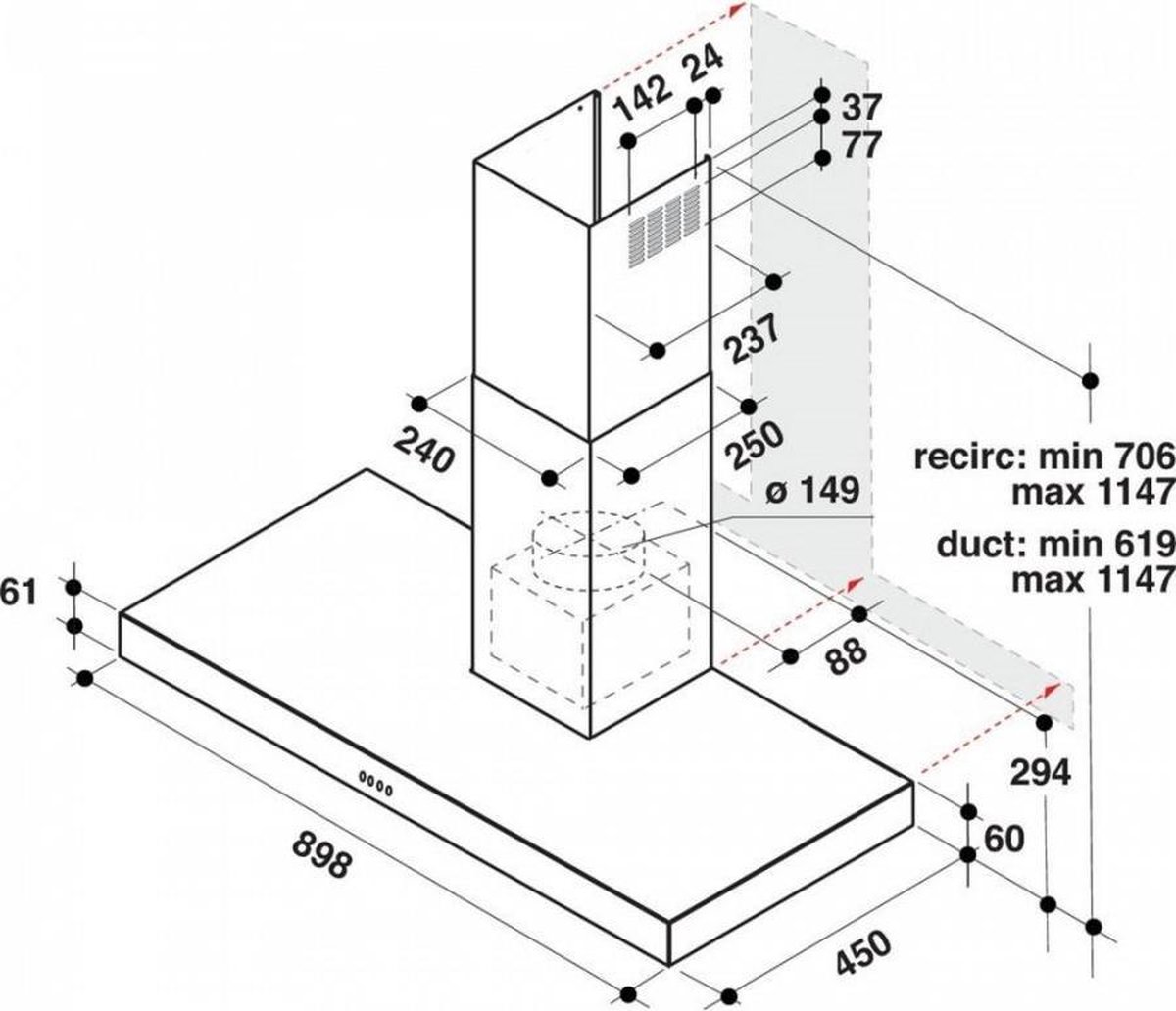Whirlpool AKR 559/3 IX schouwkap - Silver