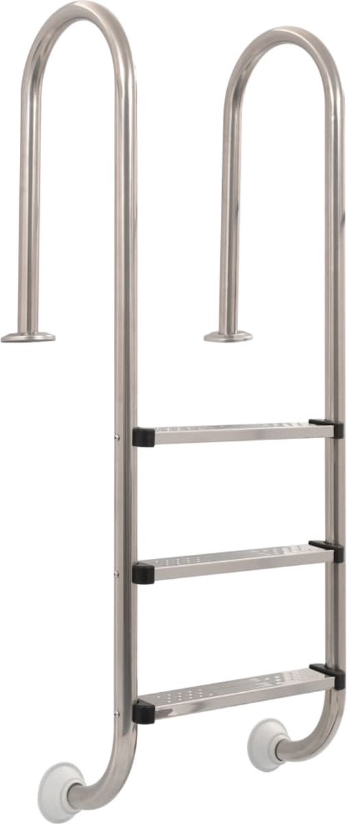 Vidaxl Zwembadladder Met 3 Sporten 120 Cm Roestvrij Staal - Silver