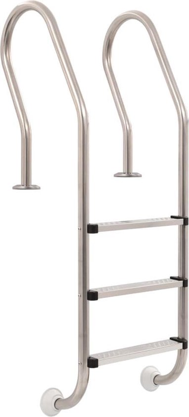 Vidaxl Zwembadladder Met 3 Sporten 120 Cm Roestvrij Staal - Silver