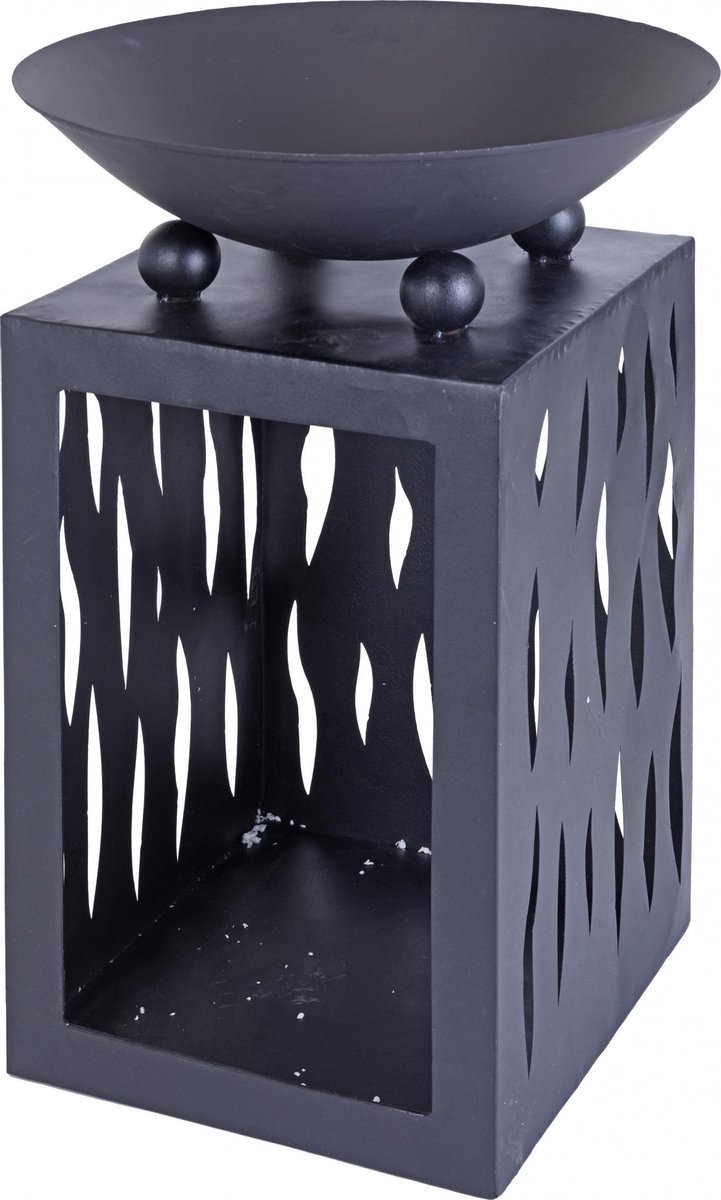 Metalen Vuurschaal / Terrashaard Met Houtopslag - Zwart
