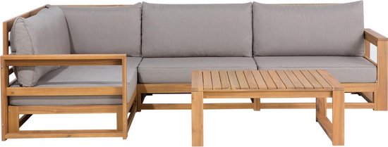 Beliani Timor Loungeset Fsc® Gecertificeerd Acaciahout 75 X 90 Cm - Bruin