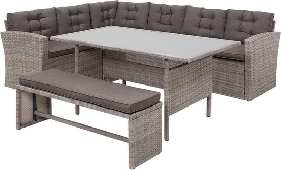 Beliani Viterbo Loungeset Wicker 234x177x74 - Grijs