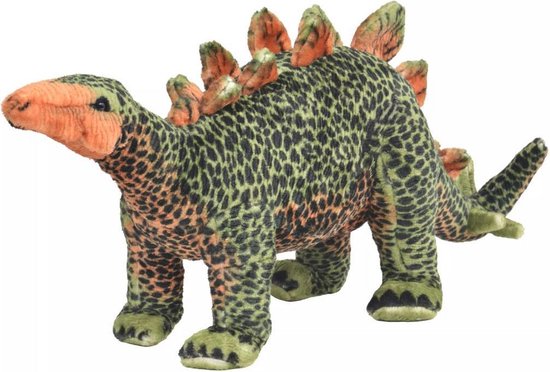 Vidaxl Speelgoeddinosaurus Staand Xxl Pluche En Oranje - Groen