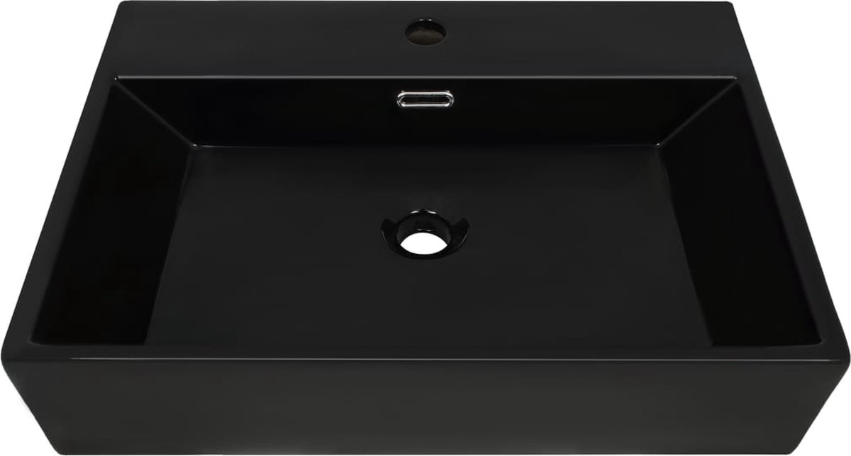 Vidaxl Wastafel Met Kraangat 60,5x42,5x14,5 Cm Keramiek - Zwart