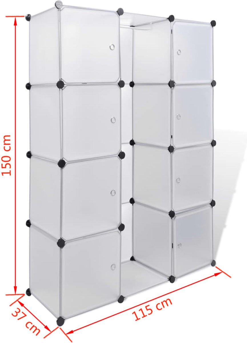 Vidaxl Kast Met 9 Compartimenten Modulair 37x115x150 Cm - Wit
