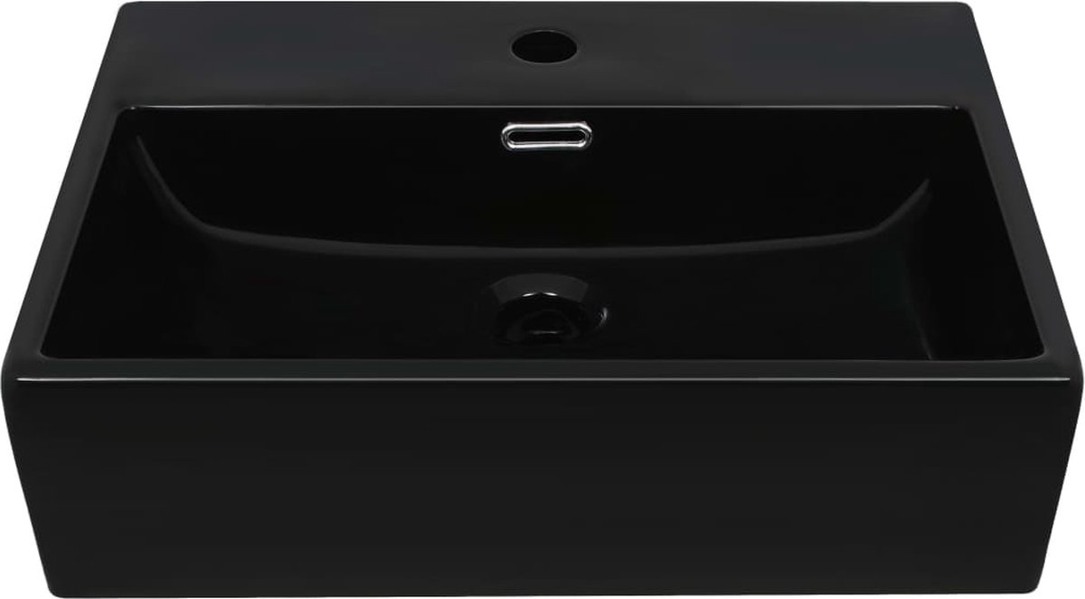 Vidaxl Wastafel Met Kraangat 51,5x38,5x15 Cm Keramiek - Zwart